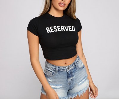 TableClothsUs Reserved Script Crop Top
