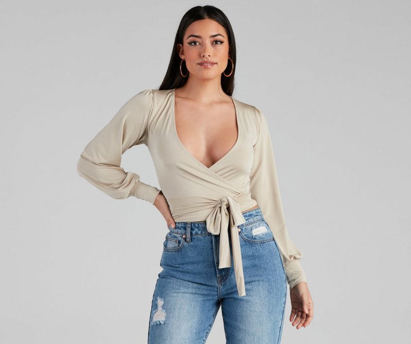TableClothsUs Slinky Knit Wrap Front Top